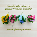 Set of 4 pots Diamond cut design Pots, with morning glory flowers