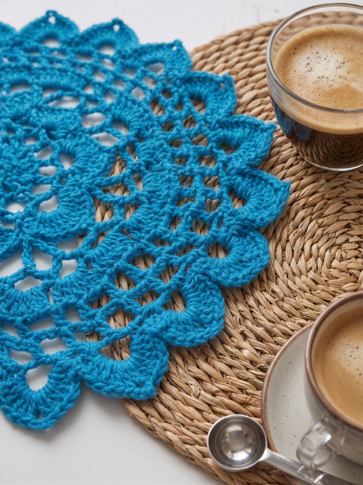 Handmade Round Cotton Crochet Table Mat for Table Decor | 12 Inch