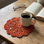 Handmade Copper Brown Round Cotton Crochet Table Mat for Table Decor | 8 Inch