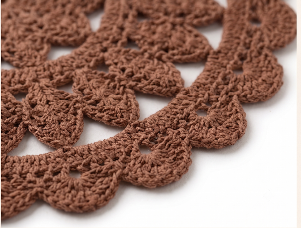 Handmade Brown Round Cotton Crochet Table Mat for Table Decor | 15 Inch
