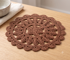 Handmade Brown Round Cotton Crochet Table Mat for Table Decor | 15 Inch