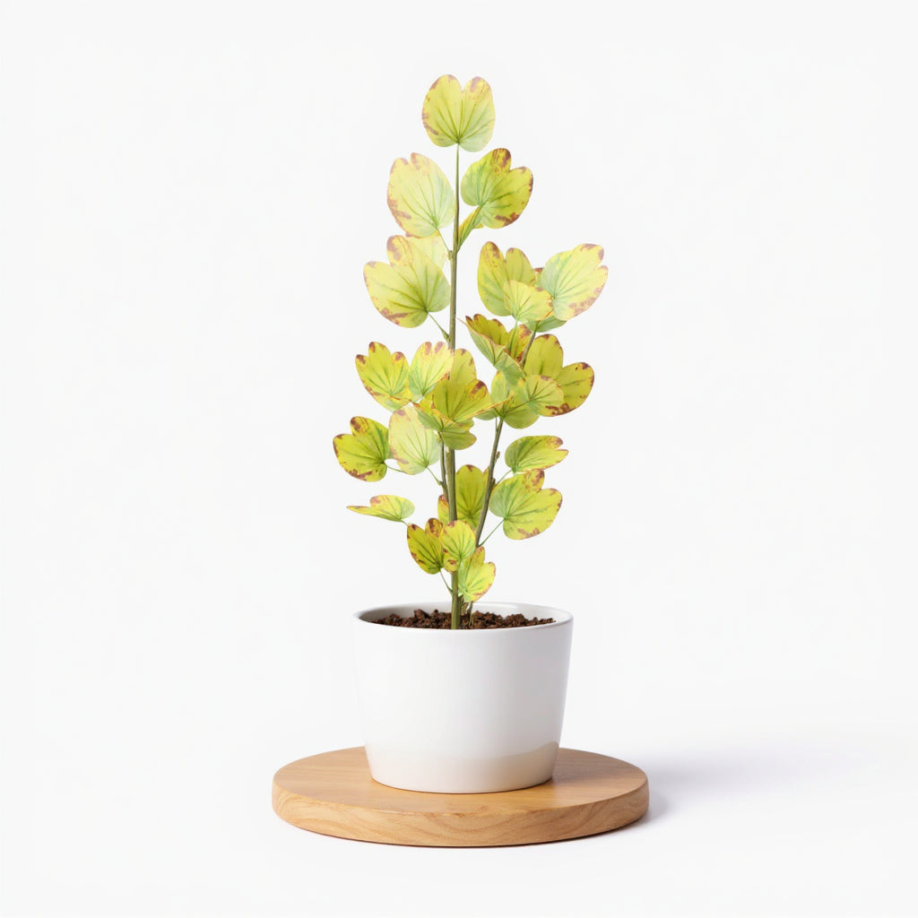 Artificial Orchid Plant with Spotted Yellow Leaves