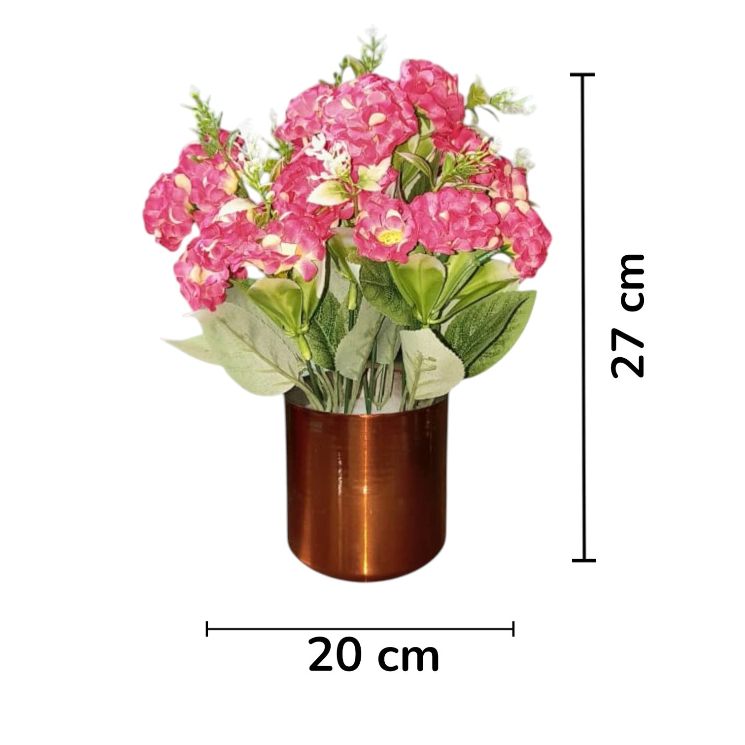 Artificial Magenta Hydrangea in Copper Pot