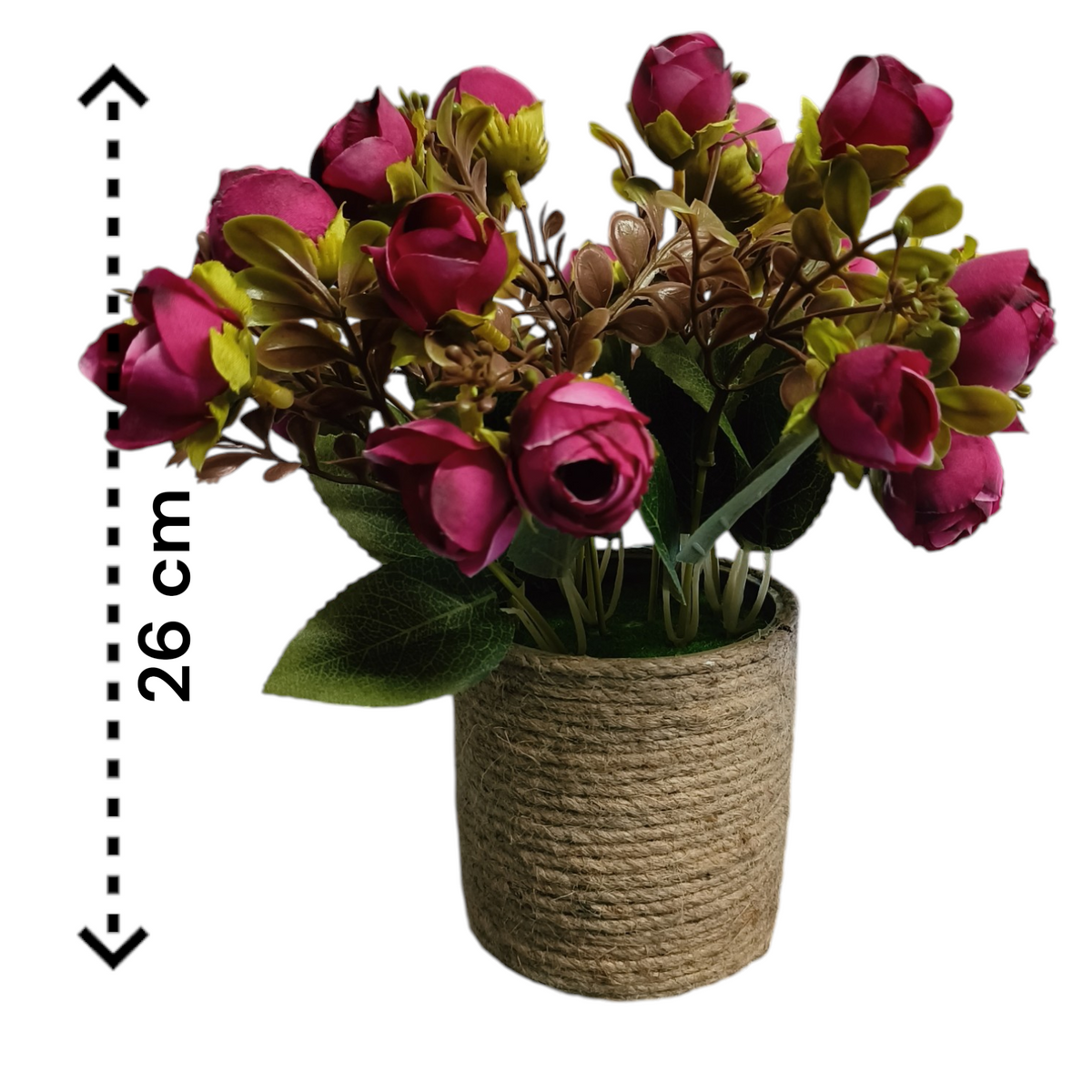 Jute Planter With Artificial Pink Rose