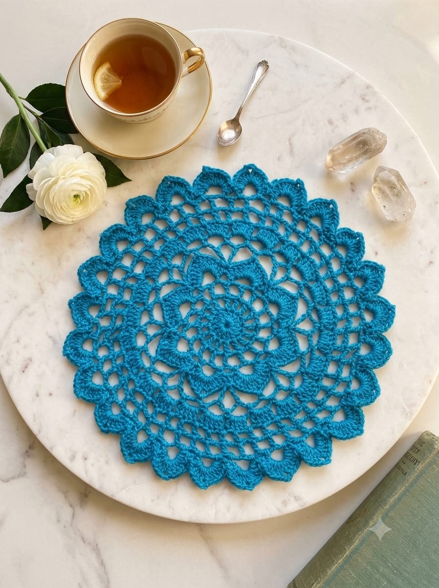 Handmade Round Cotton Crochet Table Mat for Table Decor | 12 Inch