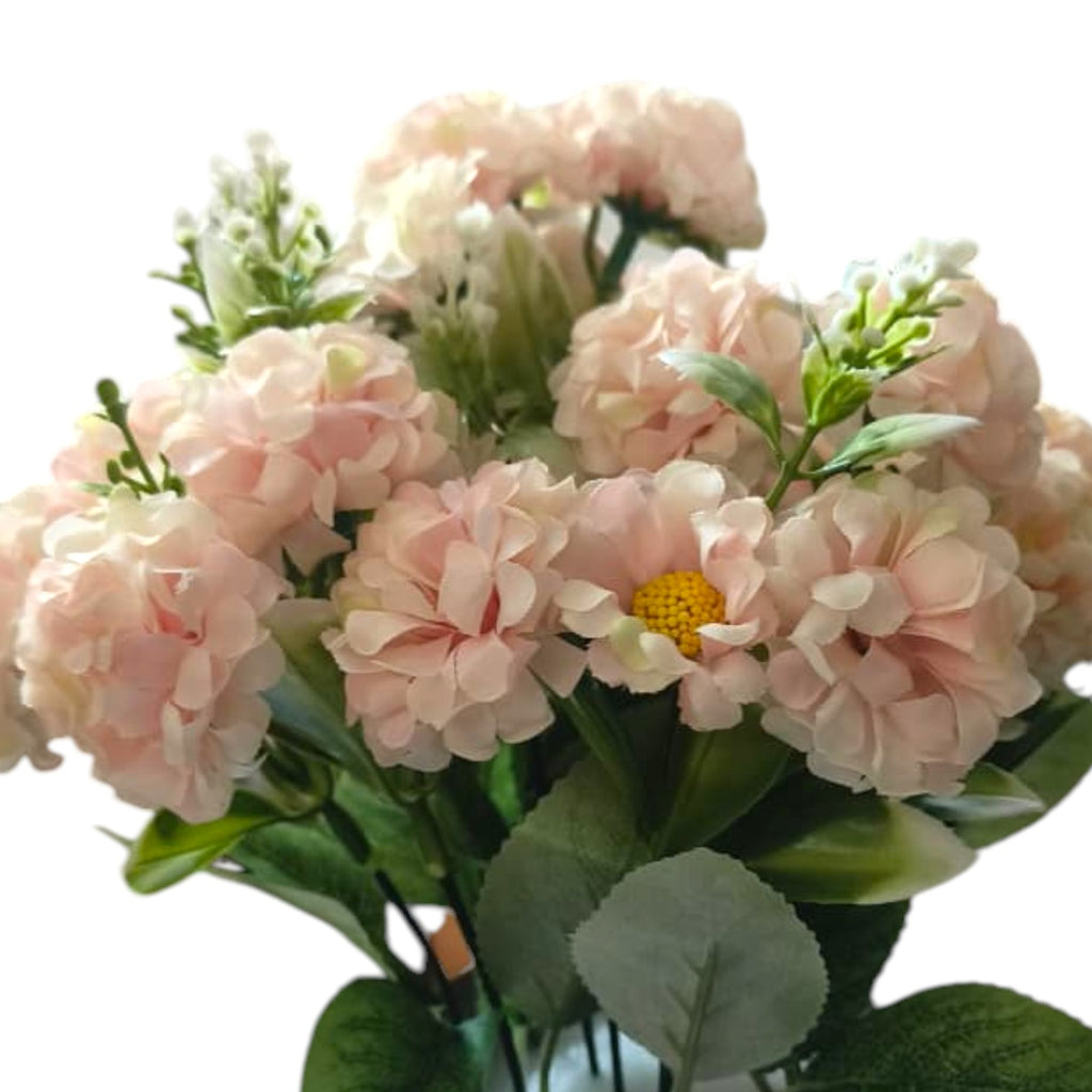 Artificial Peach Blossoms in Copper Metal Pot