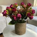 Jute Planter With Artificial Pink Rose
